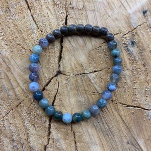 Diffuser Bracelet, Brown Wood + Green Fancy Jasper